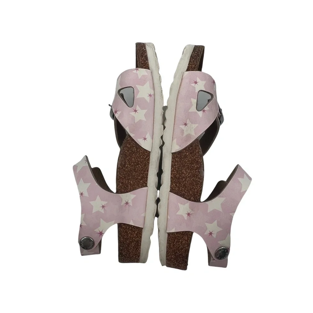 Birkenstock Pink Stars Rio Birko-Flor Slip On Sandals Size 31 Girl’s
